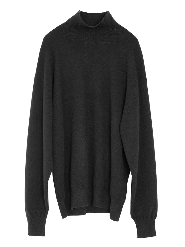 Men's Baby Cashmere Knit Turtle Top Black