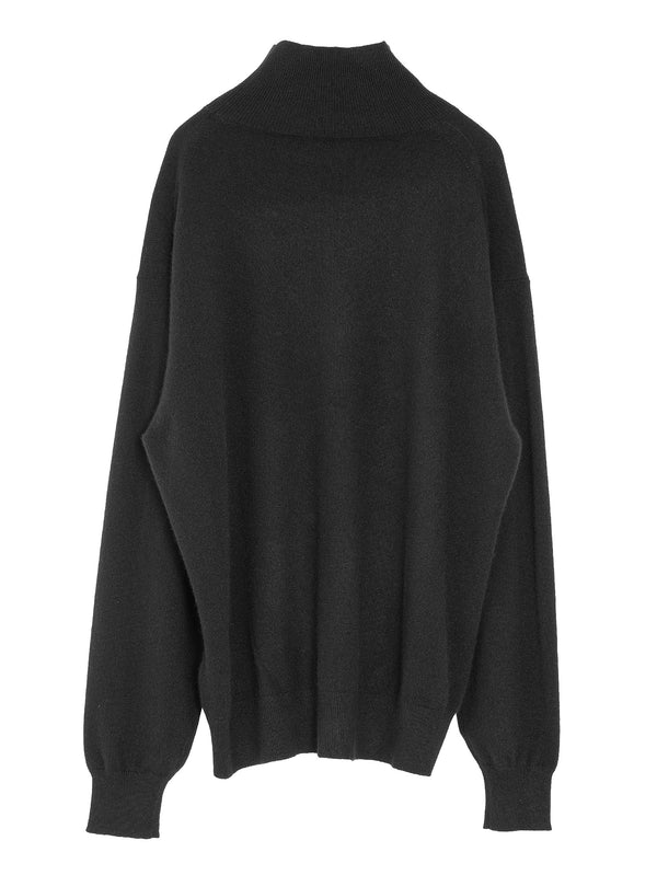 Men's Baby Cashmere Knit Turtle Top Black