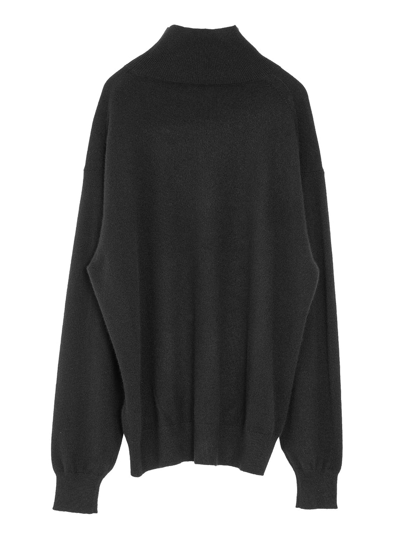 Men's Baby Cashmere Knit Turtle Top Black