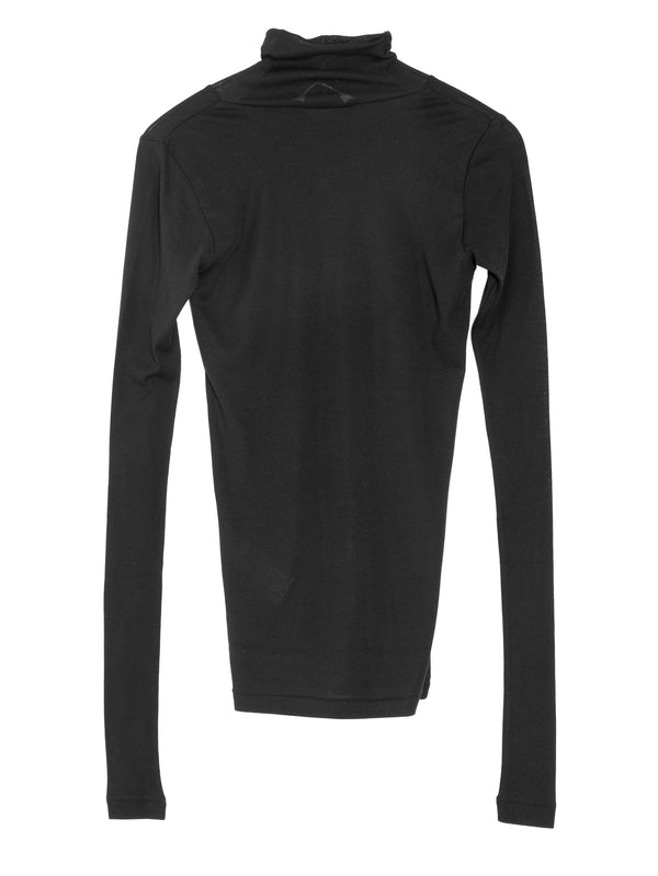 Women's Super High Gauge Sheer Rib Turtle Neck Long Sleeve Black