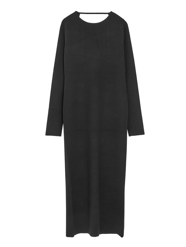 Women's Wool Stretch Double Face Knit Dress Black