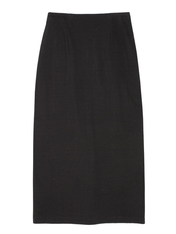 Women's Cotton Slub Rayon Plaiting Skirt Black