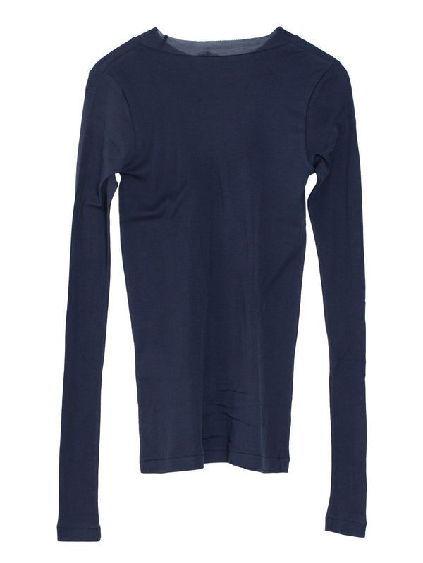 Women's Super High Gauge Sheer Rib Long Sleeve Navy