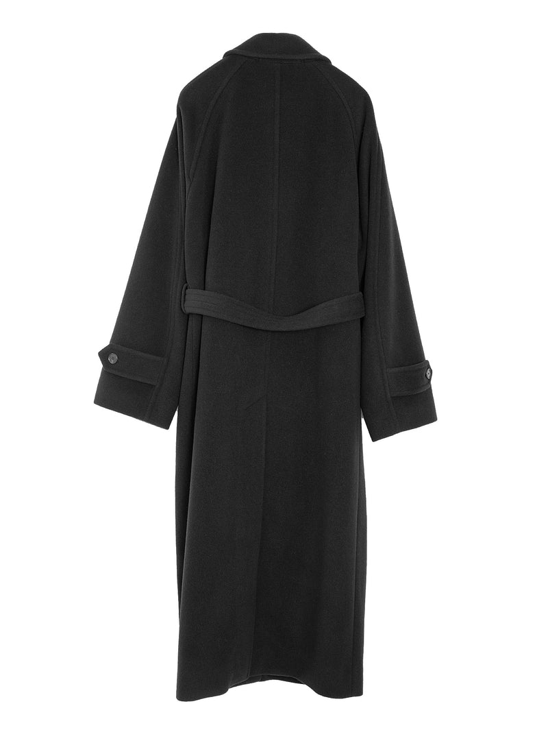 Women's Super Fine Wool Mosser Soutien Collar Coat Black