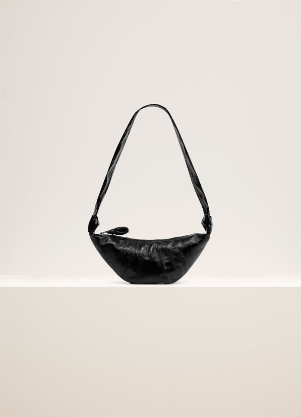 Small Croissant Bag Coated Cotton Black
