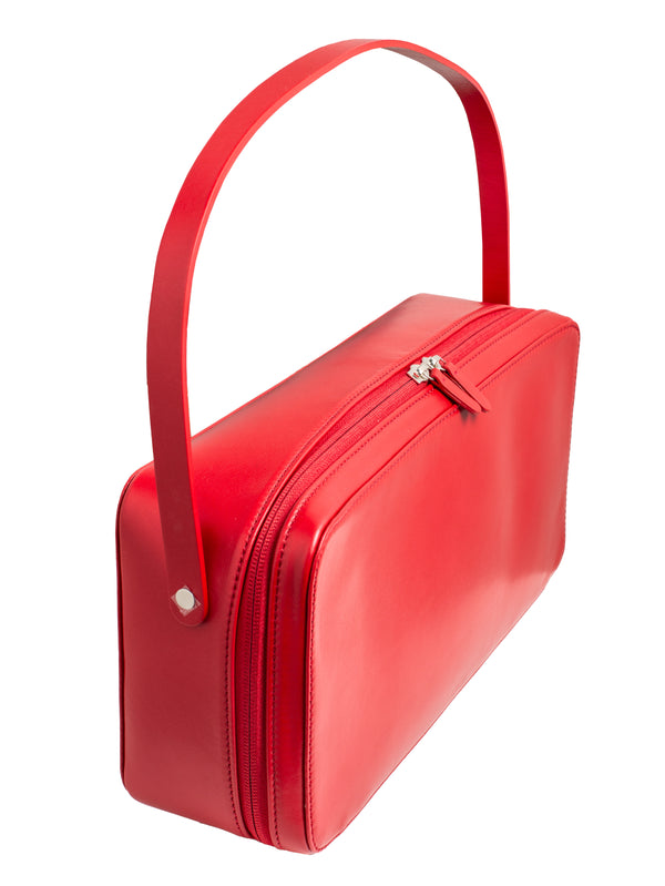 Leather Square Bag Red Made By Aeta