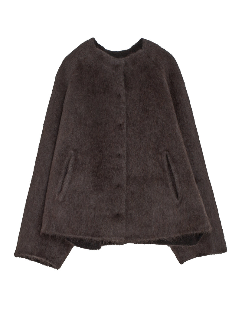 Cloud Wool Round Neck Jacket Brown
