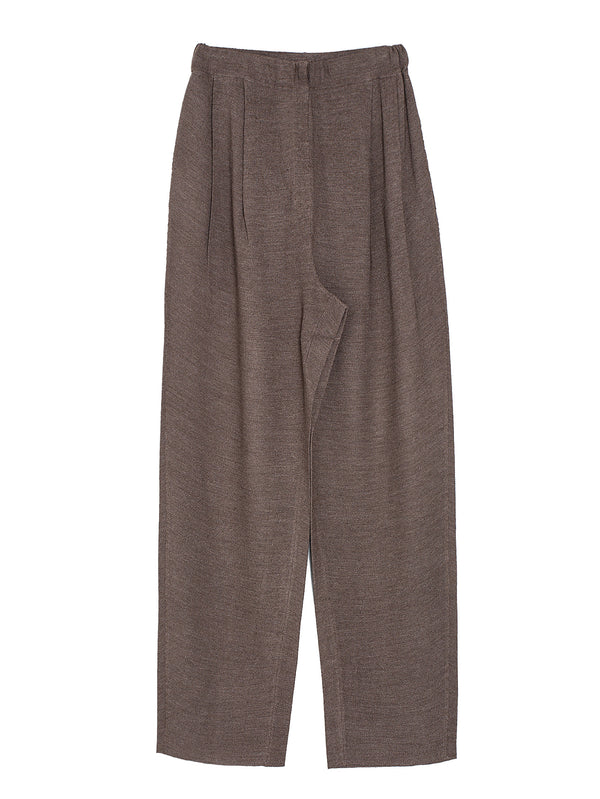 Silk Pleated Trousers Dark Taupe