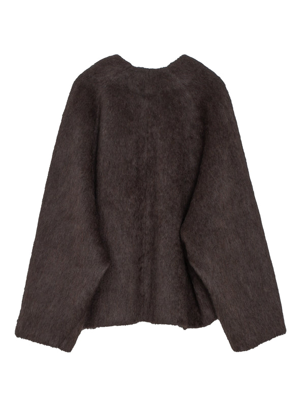 Cloud Wool Round Neck Jacket Brown