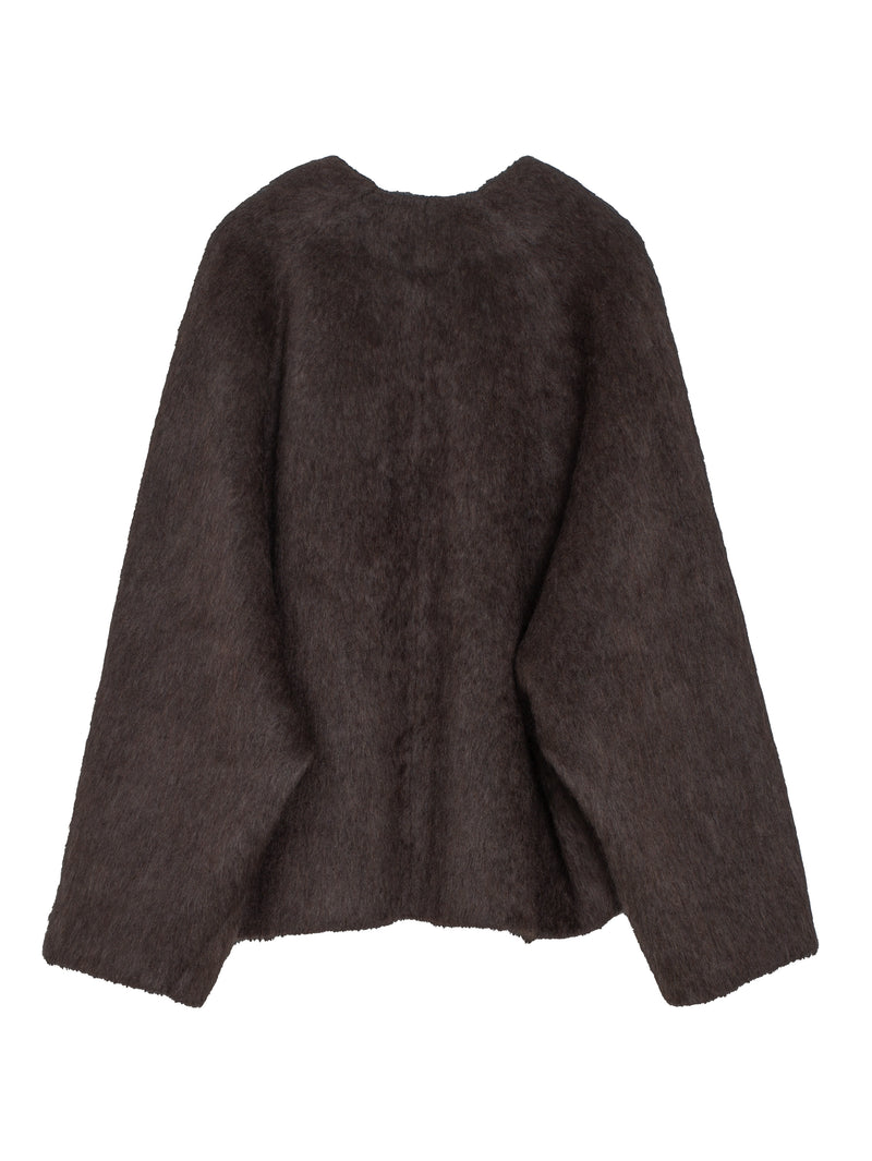 Cloud Wool Round Neck Jacket Brown