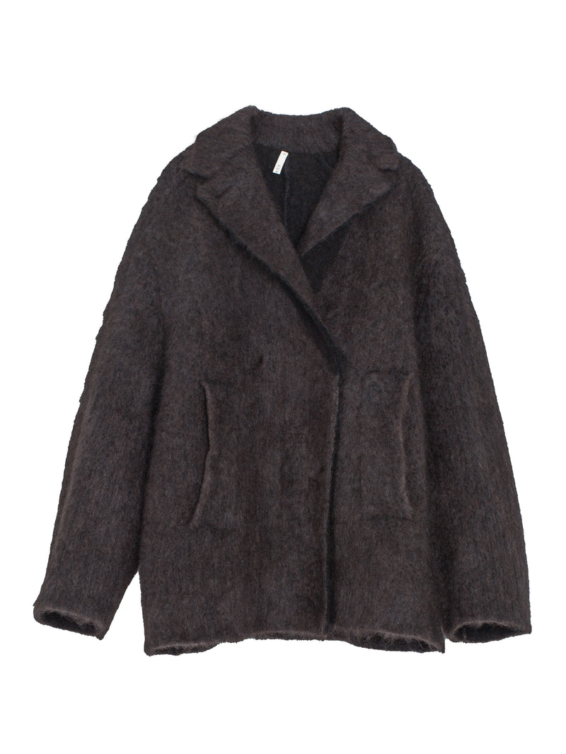 Bob’s Fur Double Breast Wool Jacket Brown