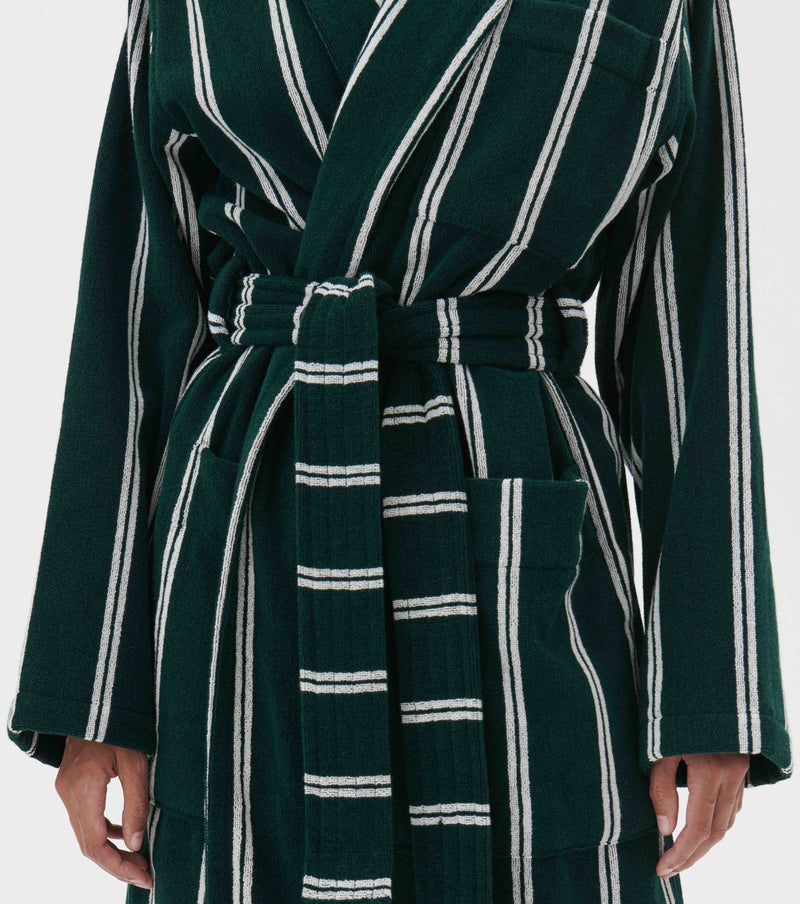 Classic Bathrobe Forest Green Stripes