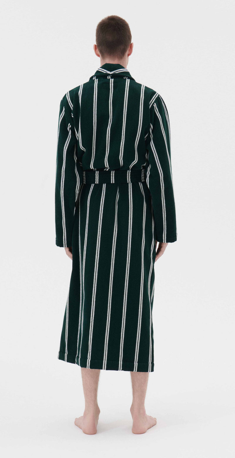 Classic Bathrobe Forest Green Stripes