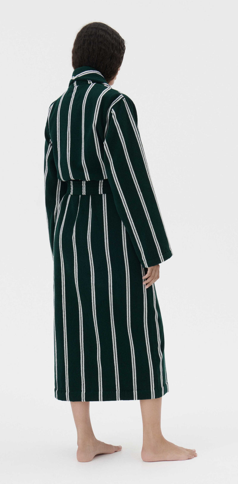 Classic Bathrobe Forest Green Stripes