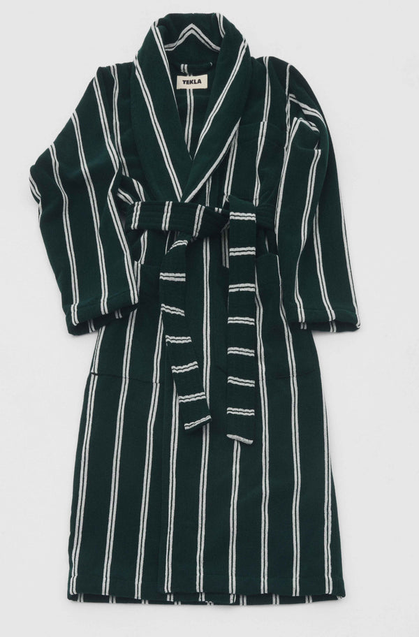 Classic Bathrobe Forest Green Stripes