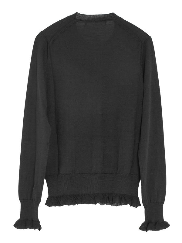 CDG Wool Ruffled Cardigan Black