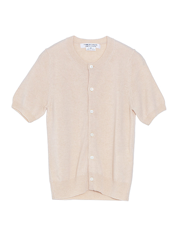 CDG Short Sleeve Cashmere Cardigan Beige