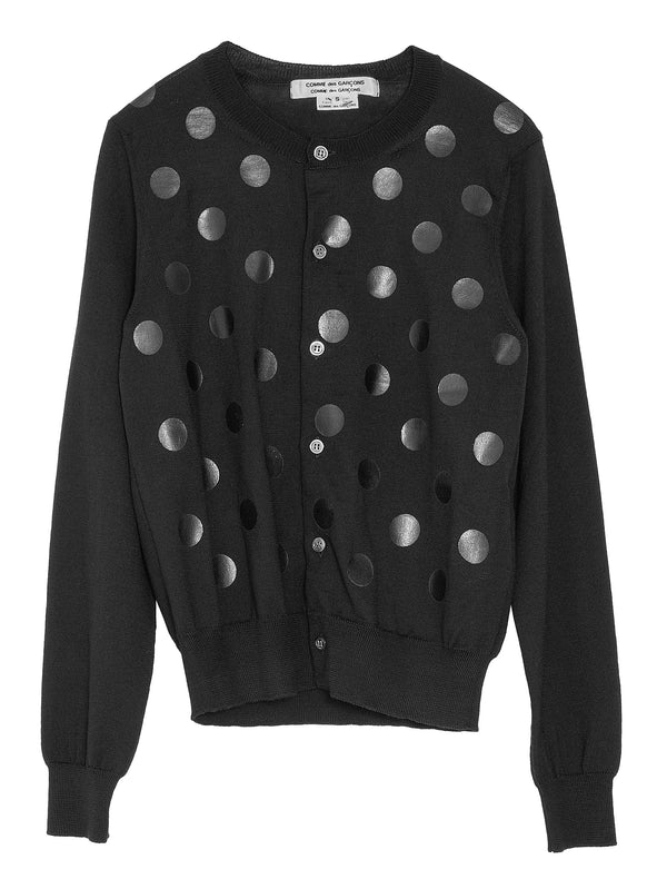 CDG Polka Dot Wool Cardigan Black