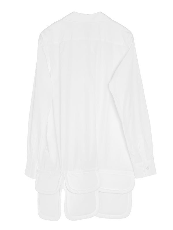 CDG Big Pockets Cotton Long Blouse White
