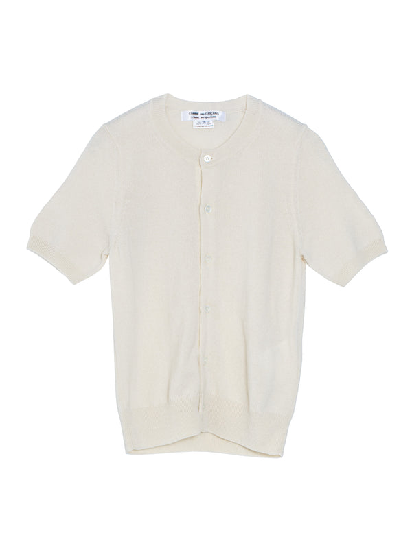 CDG Short Sleeve Cashmere Cardigan Off White