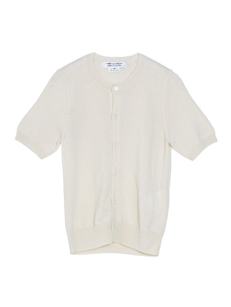 CDG Short Sleeve Cashmere Cardigan Off White