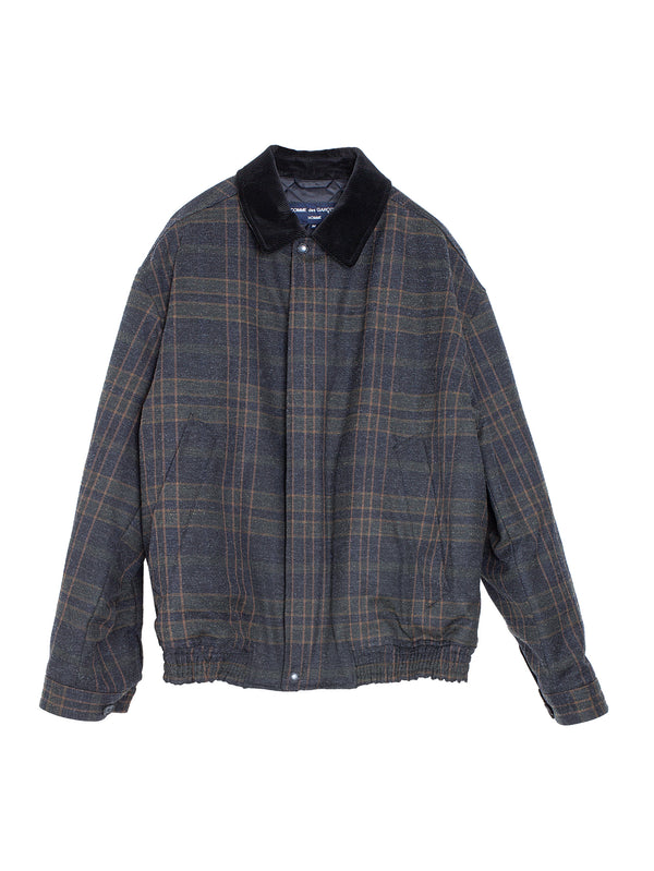 CDG Plaid Wool Blouson With Corduroy Collar