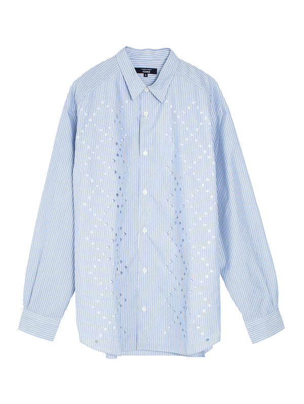 CDG Stripe Shirt With Laser Cut Blue And White Stripes