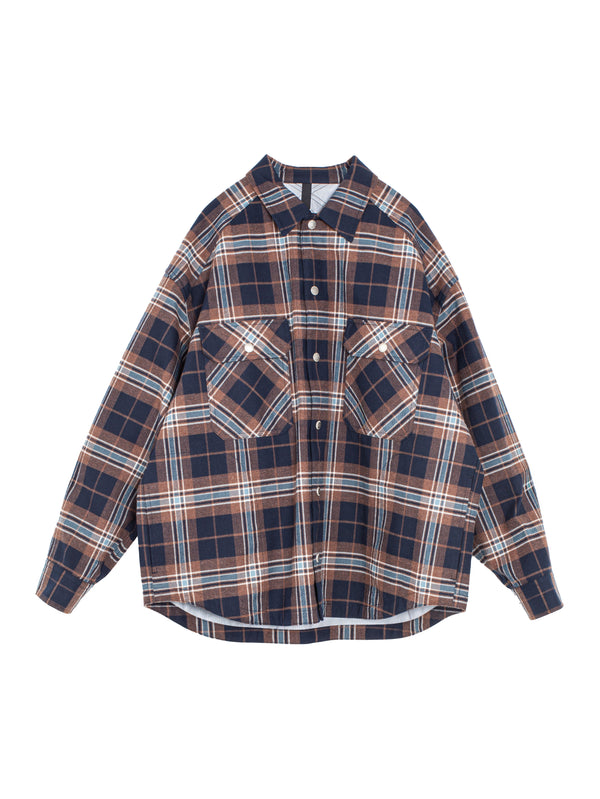 CDG Plaid Nylon Lined Shirt Brown