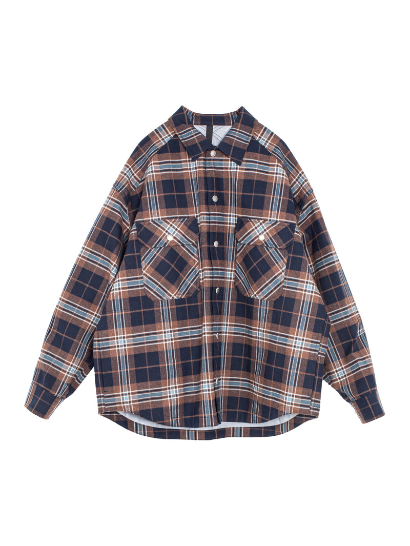 CDG Plaid Nylon Lined Shirt Brown