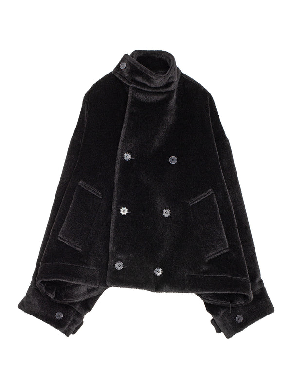 No.286 Suri Alpaca Cropped Oversized Coat Black