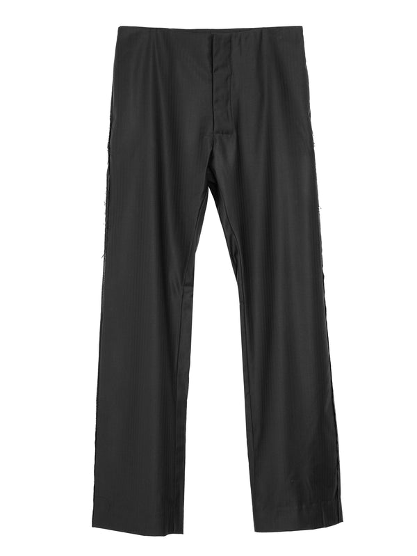 No.205 Fine wool Tailored Trousers Black Herringbone