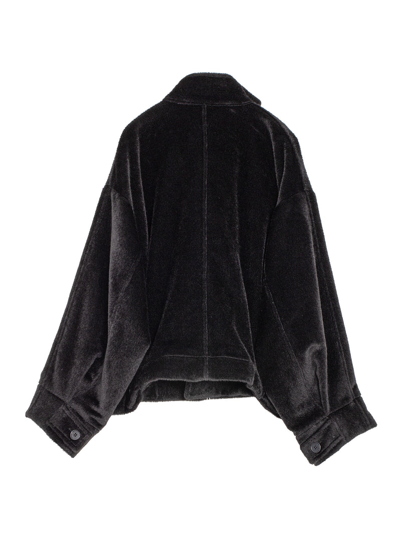 No.286 Suri Alpaca Cropped Oversized Coat Black