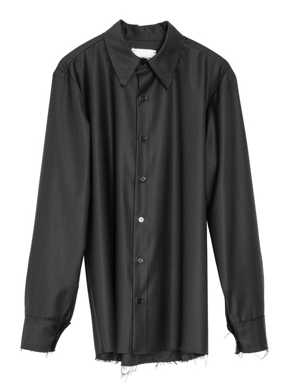 No.197 Fine Wool Shirt Black Herringbone