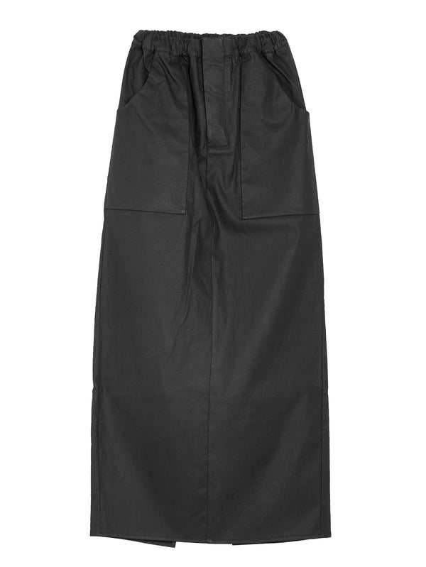 No.282 Coated Cotton Twill Pocket Skirt Black