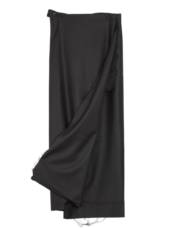 No.304 Fine Wool Wrap Skirt Black Herringbone
