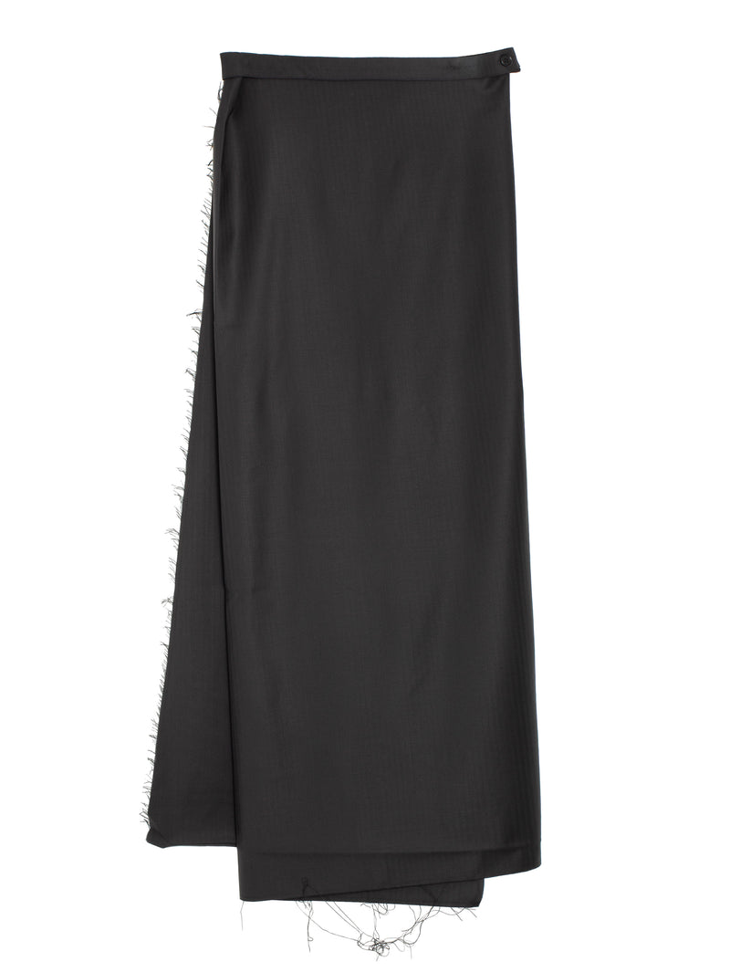 No.304 Fine Wool Wrap Skirt Black Herringbone