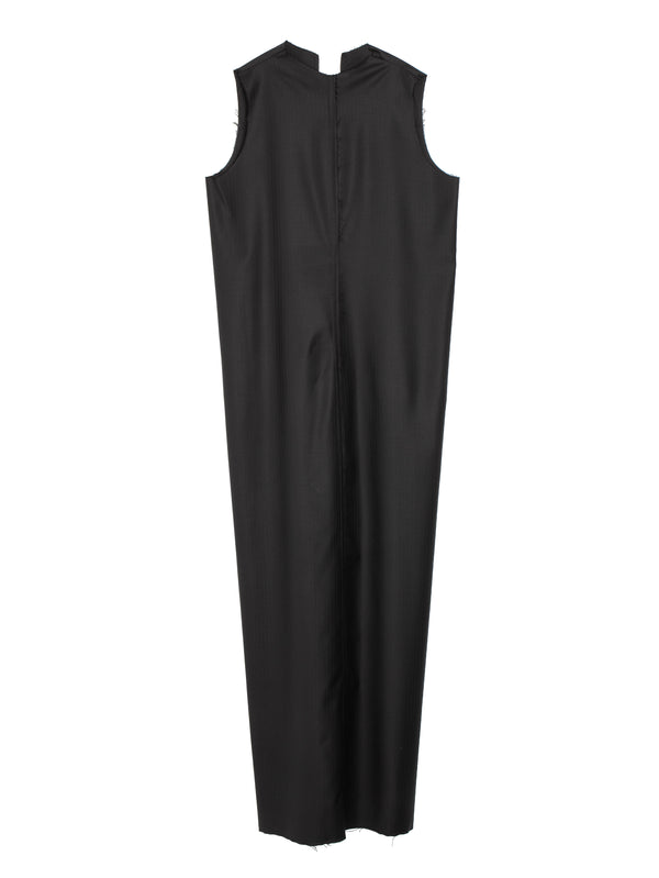 No.271 Fine Wool CenterSeams Dress Black Herringbone