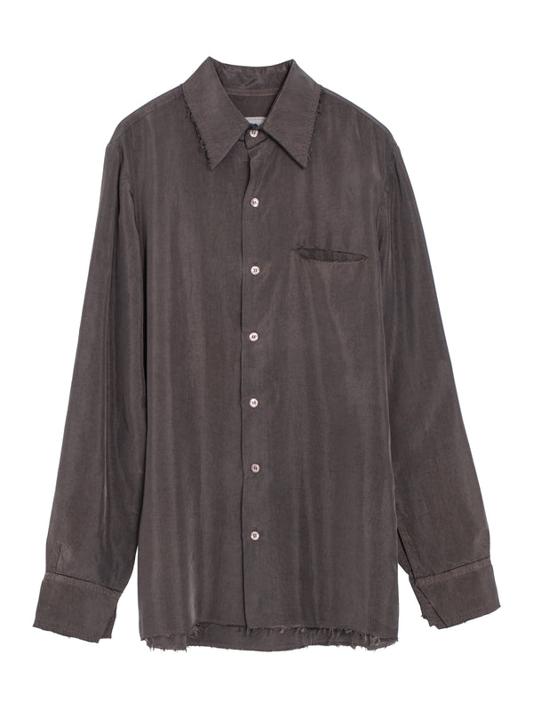 No.157 Double Cupro Pocket Shirt Brown