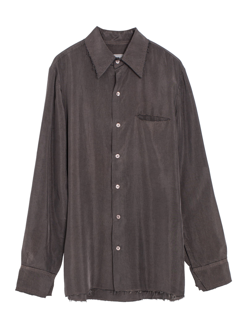 No.157 Double Cupro Pocket Shirt Brown