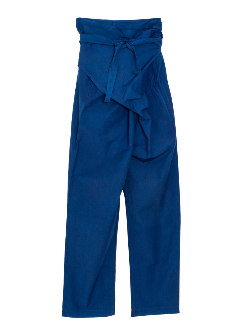 Organic Cotton Broadcloth Wrapped Pants Ryukyu Indigo