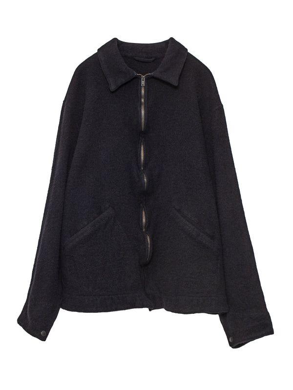 Shrunk Wool Zip Short Jacket Black