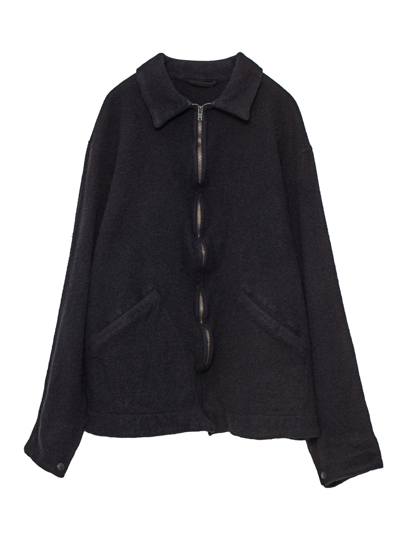 Shrunk Wool Zip Short Jacket Black