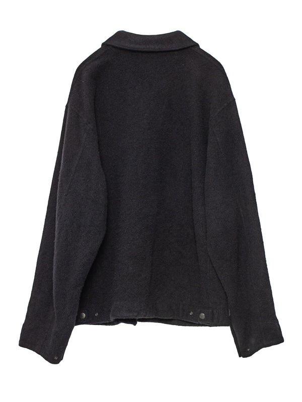 Shrunk Wool Zip Short Jacket Black