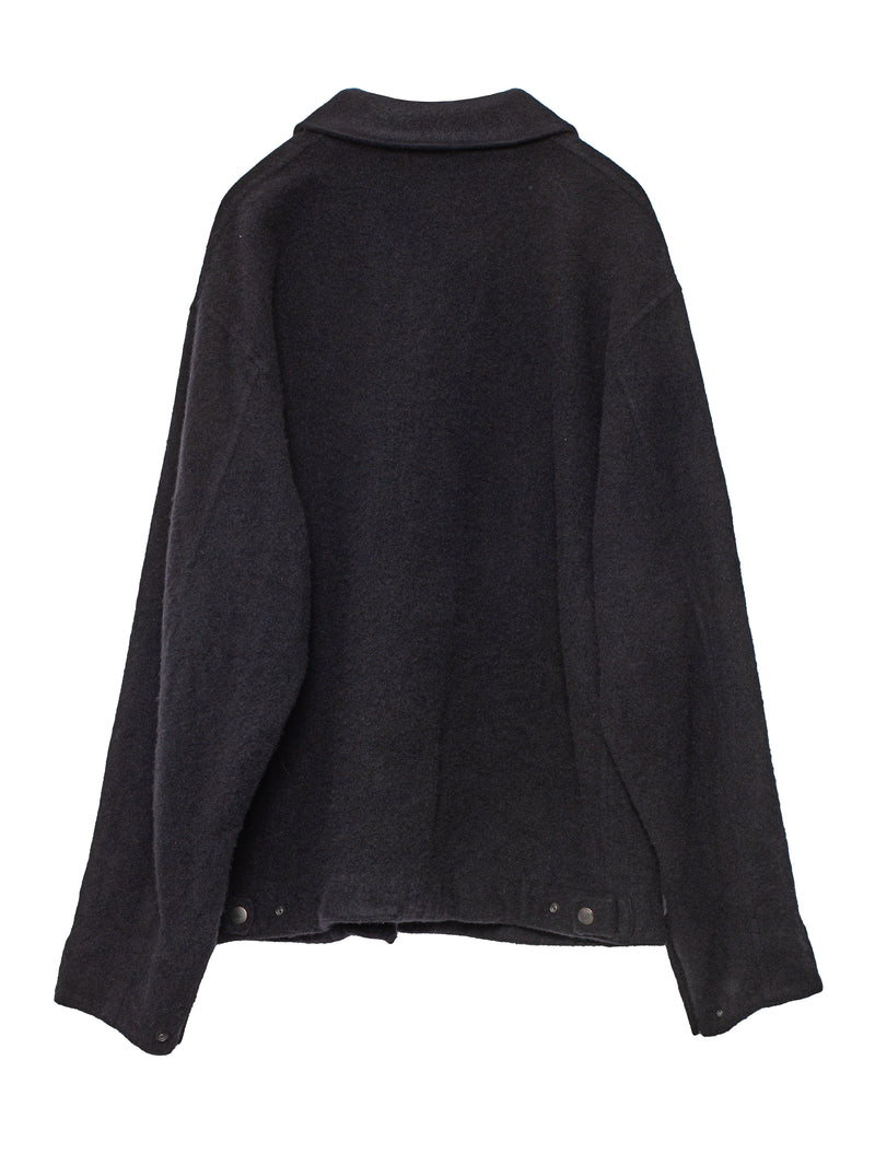 Shrunk Wool Zip Short Jacket Black