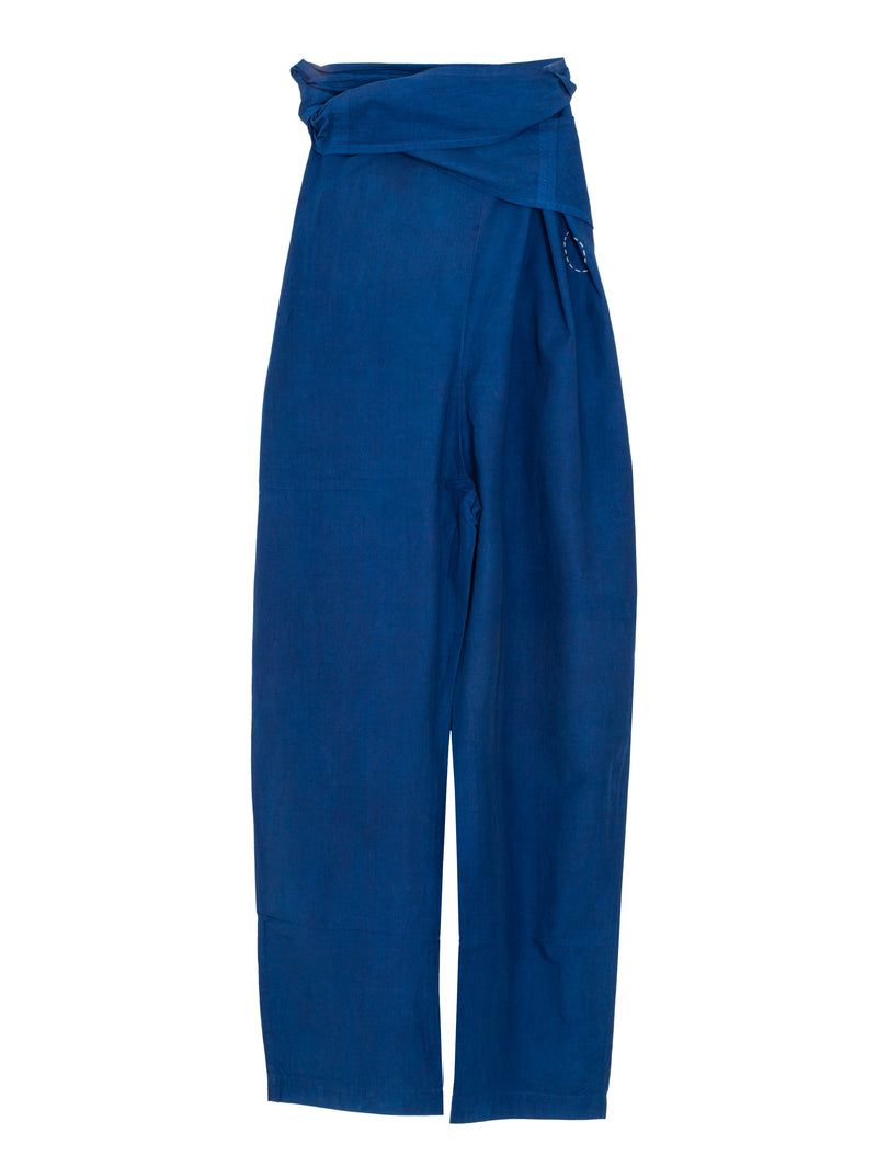 Organic Cotton Broadcloth Wrapped Pants Ryukyu Indigo