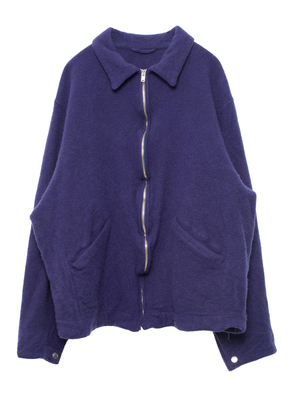 Shrunk Wool Zip Short Jacket Purple Blue
