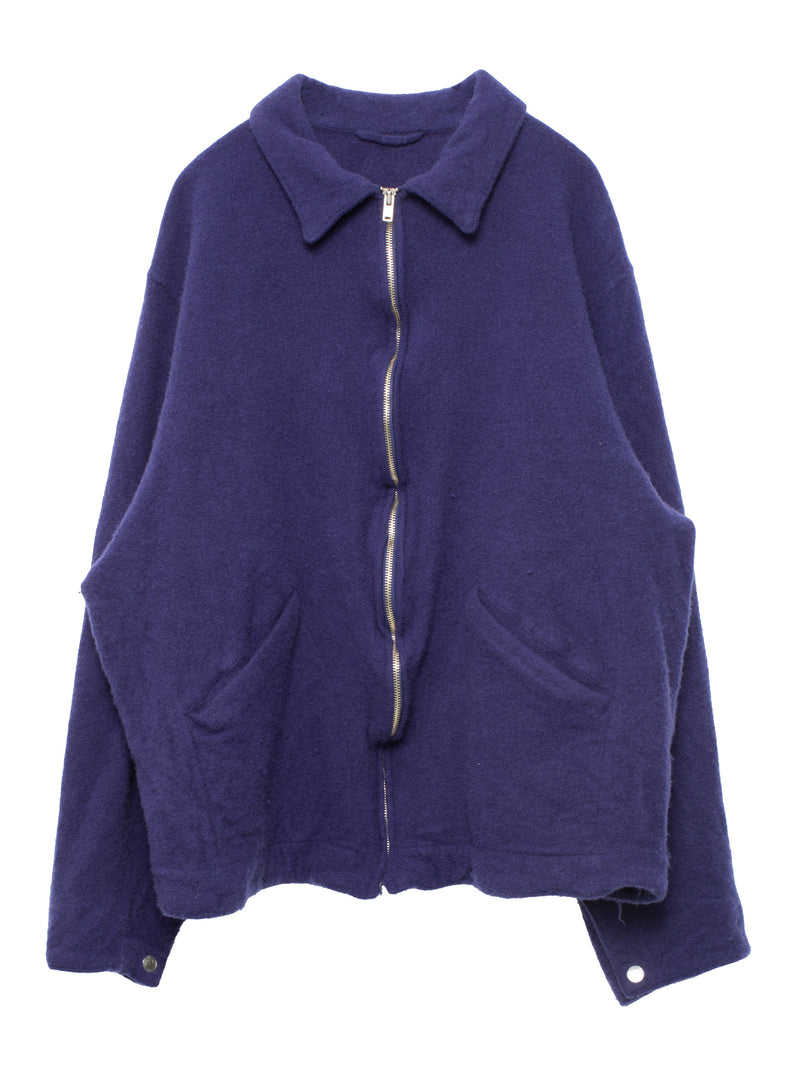 Shrunk Wool Zip Short Jacket Purple Blue