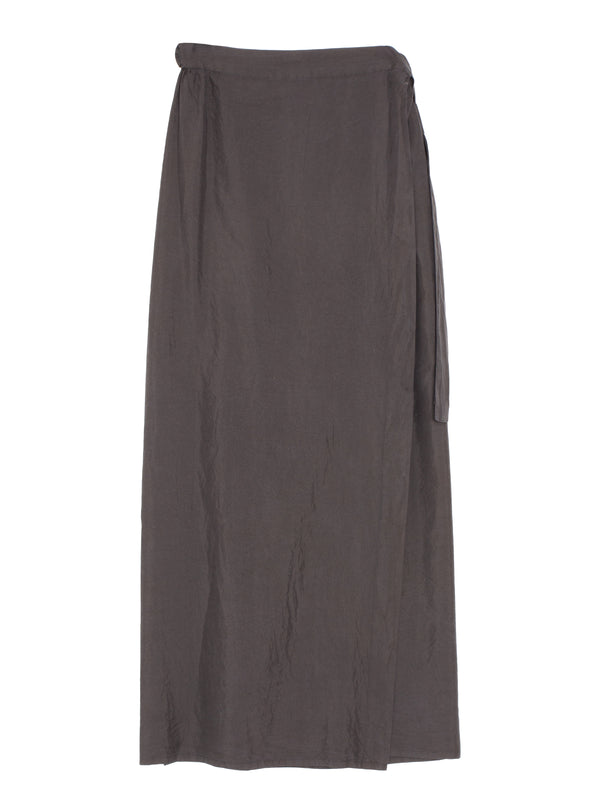 Silk Garment Dyed Wrap Skirt Black