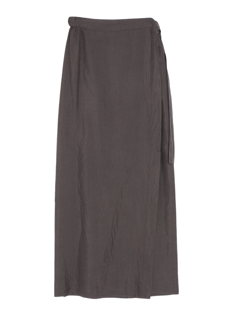 Silk Garment Dyed Wrap Skirt Black