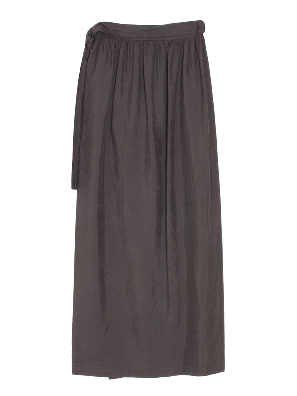Silk Garment Dyed Wrap Skirt Black
